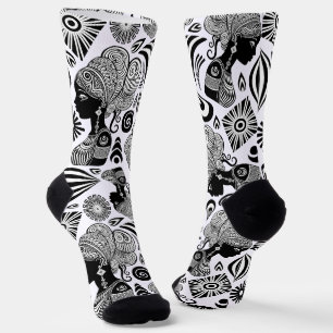 Calcetines Tatuaje tribal de retrato Chica africano