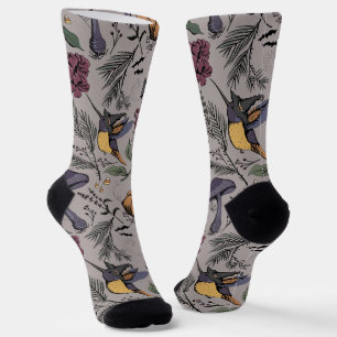 Calcetines Taupe Spooky Halloween Hummingbird Garden