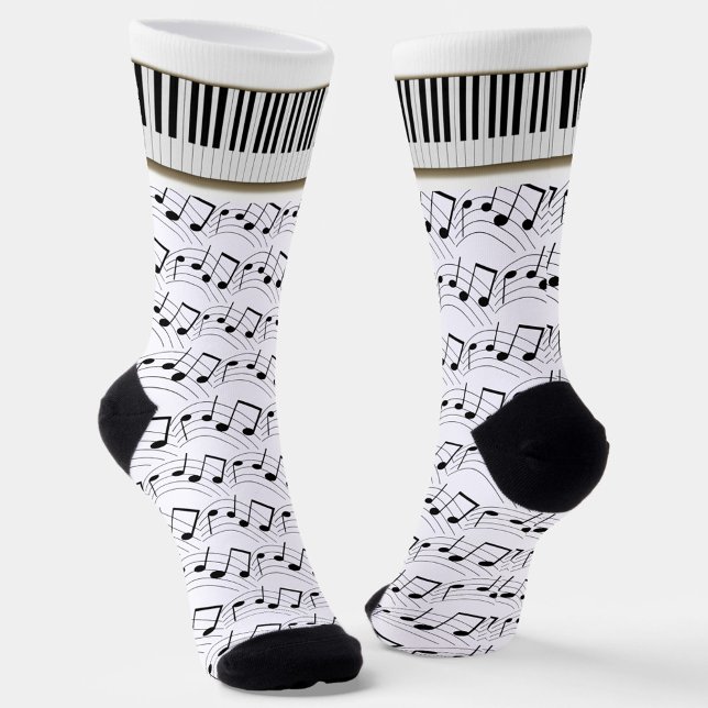 Calcetines Teclado de piano y notas musicales (Subido por el creador)