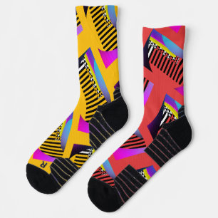 Calcetines Teclas de piano alternan rojo amarillo divertido