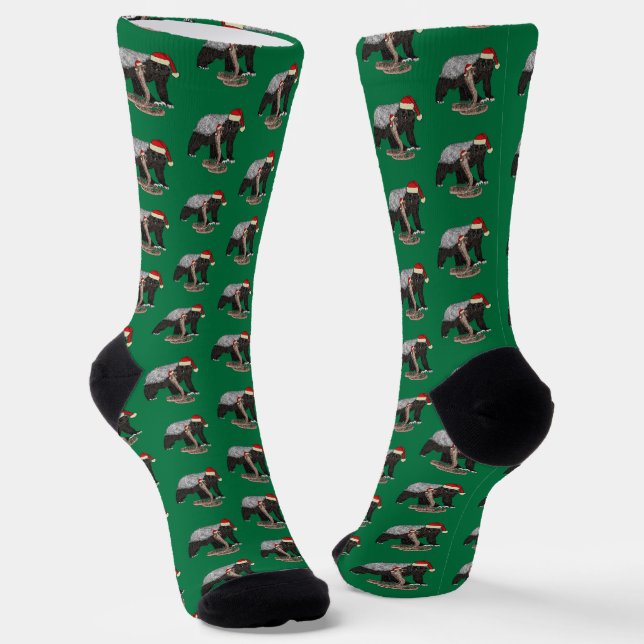 Calcetines Tejón de Miel Cobra Serpiente Malvada Navidad Verd (Angular)