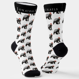 Calcetines Tejon de Miel Divertido de Navidad Personalizado d
