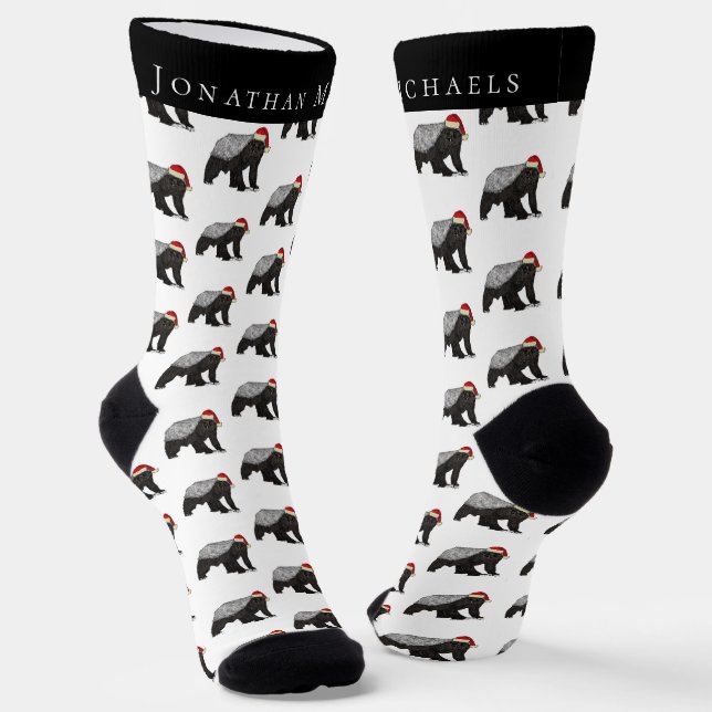 Calcetines Tejon de Miel Divertido de Navidad Personalizado d (Angular)