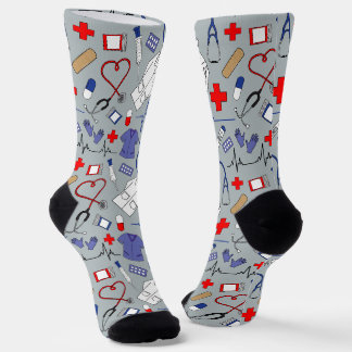 Calcetines Tela de batas de doctor y enfermera estampadas