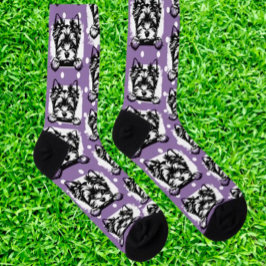 Calcetines Tema de los puntos púrpuras de guindilla del terri