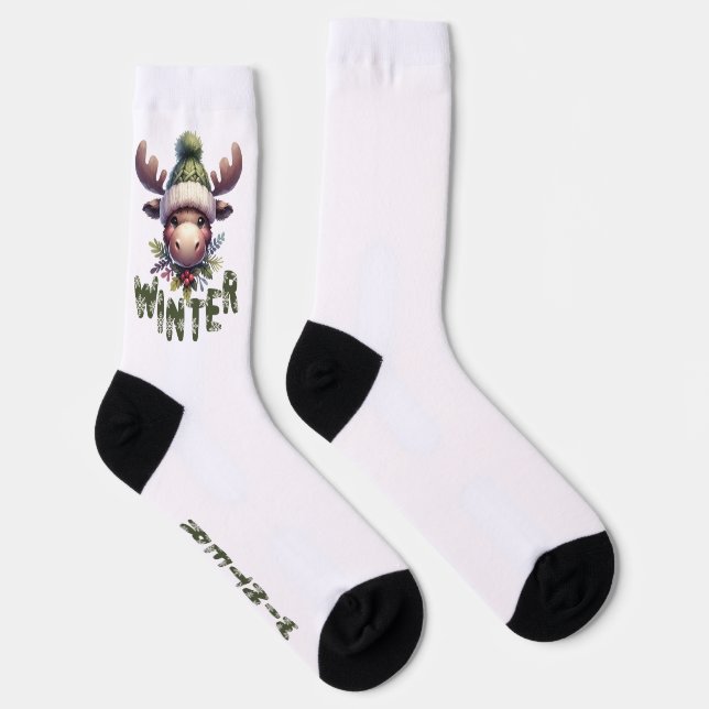 Calcetines Tema de Winter Moose (Derecha)