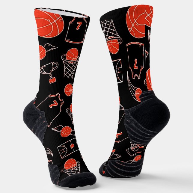 Calcetines Tema Del Baloncesto Negro Y Naranja (Angular)