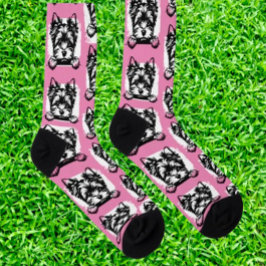 Calcetines Tema Personalizado Cachorro Rosa Terrier Galés