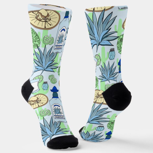 Calcetines Tequila Sombreros y Cacti Patterados (Angular)