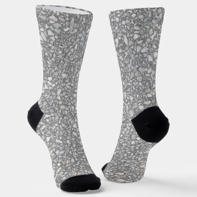 Calcetines Terrazzo blanco y gris moderno (Angular)