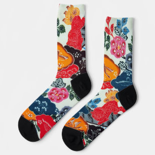 Calcetines Textil de kimono japonés vintage (Bingata)