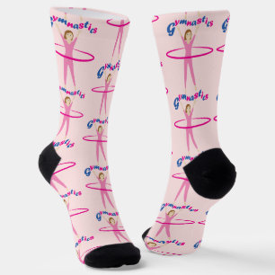 Calcetines Texto divertido de gimnasia Chica con hula hoop ro