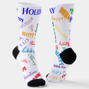 Calcetines Texto mixto y estilos de fuente Navidad 
