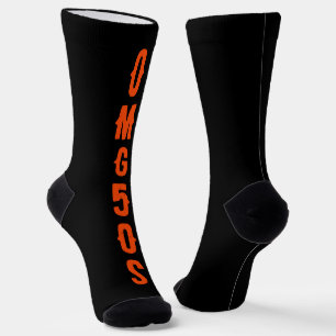 Calcetines Texto personalizado negro y naranja colores modern