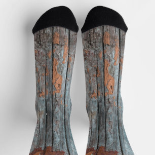 Calcetines Textura de madera gruesa