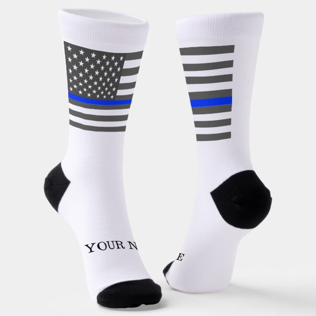Calcetines Thin Blue Line American flag law enforcement (Angular)