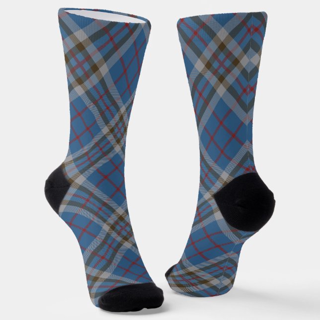 Calcetines Thompson Tartan Plaid Grey Blue Pattern (Angular)