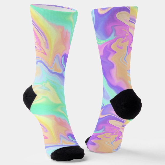 Calcetines Tie Dye Swirl Marble Retro Groovy (Angular)