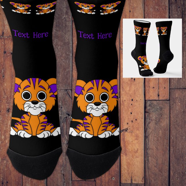 Calcetines Tigre morado y Naranja de bebé personalizado (Subido por el creador)