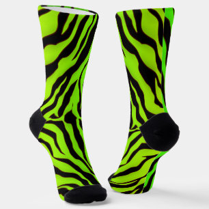 Calcetines Tigre Negro Y Lime Tiras Impresión De Animales