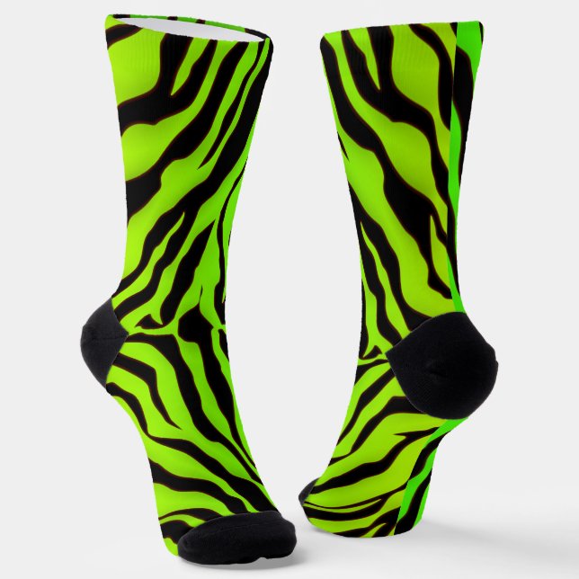 Calcetines Tigre Negro Y Lime Tiras Impresión De Animales (Angular)