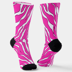 Calcetines Tigres De Tigre Blancos Y Rosa Impresión De Animal