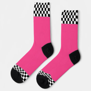 Calcetines Tijeras Negras + Blancas Recortar Rosa Caliente