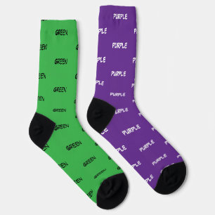 Calcetines Tipografía blanca negra y verde morado