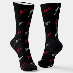 Calcetines Tipografía de guión de amor elegante de San Valent