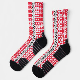 Calcetines Tipografía Roja Clásica de Fútbol Negrita Fanático
