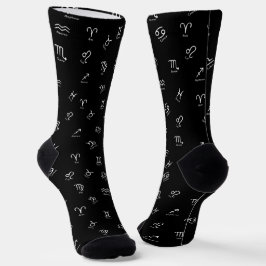 Calcetines Todos los Signos del Zodiaco Blancos sobre Fondo N
