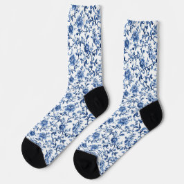 Calcetines Toile Chinoiserie Floral Acuarela Azul Vintage