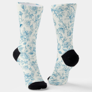Calcetines Toile de jouy Chinoiseries francesas Peonías Flora