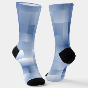 Calcetines Tonos Azules Soñadores en un Patrón Cuadrado