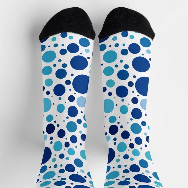 Calcetines Tonos de puntos de polka azul (Arriba)