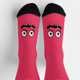Calcetines Toothy Pink Monster - Goofy Personalizado Face Des