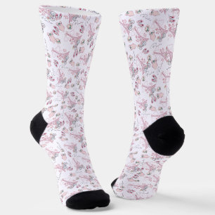 Calcetines Torre Eiffel con flores de corazones