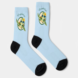 Calcetines Tortugas Marinas Bebés Adorables con Flores Tropic