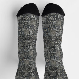Calcetines Traditional Polynesian Tapa Cloth Pattern