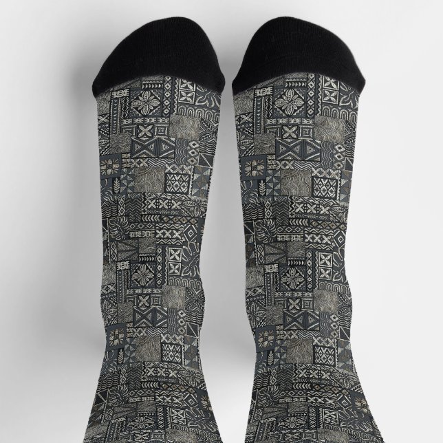 Calcetines Traditional Polynesian Tapa Cloth Pattern (Arriba)