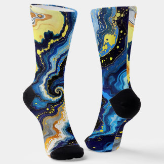 Calcetines Trazos vibrantes de azul y oro 1