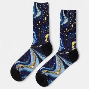 Calcetines Trazos vibrantes de azul y oro 3