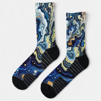 Calcetines Trazos vibrantes de azul y oro 5