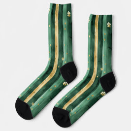 Calcetines Trébol de oro verde rayas del día de San Patricio