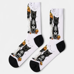 Calcetines Tres gatos divertidos de Halloween