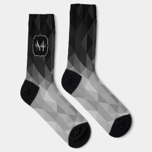 Calcetines Triángulo de geometría gris patrón Monograma