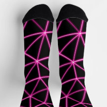Triángulos negros geométricos líneas neon rosa ret