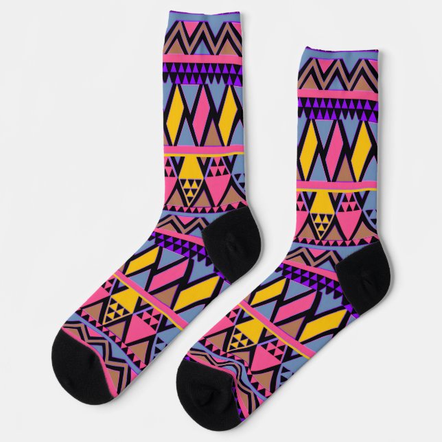 Calcetines Tribal Funky Colorido Rosa y Amarillo (Izquierda)