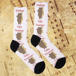 Calcetines Tribu del Trombón Gatito Kawaii Letras Rosas