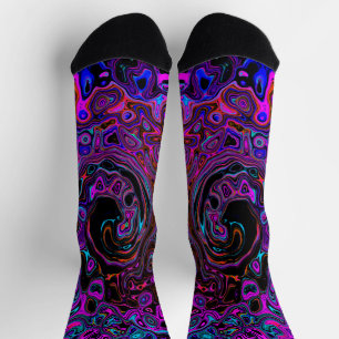 Calcetines Trípedo negro y magenta retro líquido giratorio